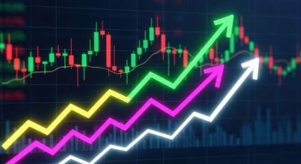 Dynamic Stock Market Chart with Ascending Lines A Visual Representation of Financial Growth and Investment Success in a Bullish Market Environment