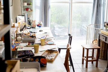 Creative workspace in an art studio