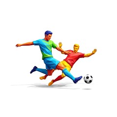 soccer players in action, vector illustration