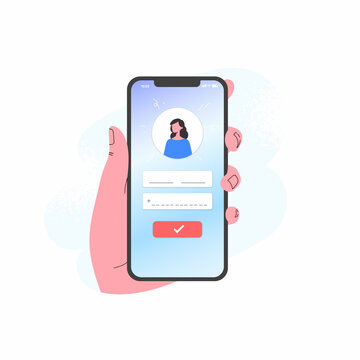 Hand Holding Smartphone with Login Screen