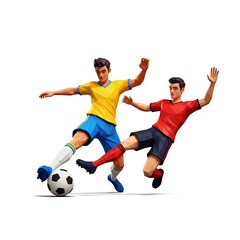 Obraz premium soccer players in action, vector illustration