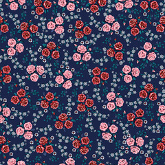 Seamless pattern of Rose and daisy flower hand draw by painting application.The EPS file is vector and can be edited shape, layout and background color.