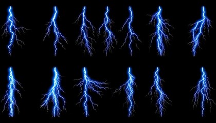 Set of stylized lightning bolts