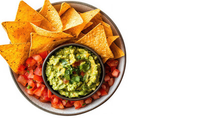 Guacamole with Tortilla Chips and Salsa, a Delicious Appetizer on transparent background