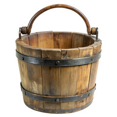 Fototapeta premium Rustic Wooden Bucket with Metal Handle