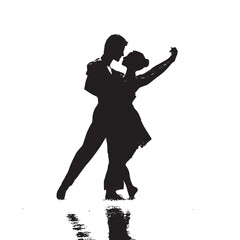 vector illustration of dancing in the rain silhouette set, Black & White silhouette set 