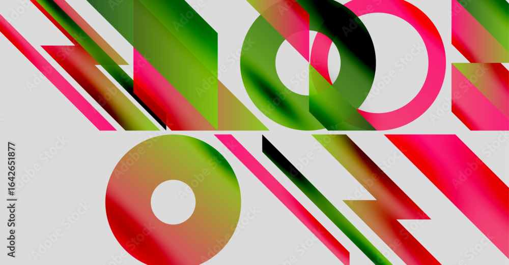 Aufkleber abstract composition. bold colors, geometric shapes overlap creating dynamic visual effect. pink, gr