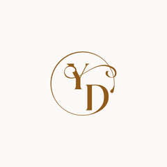 YD letter luxurius feeling with flow circle fows wedding logo monogram elegant style