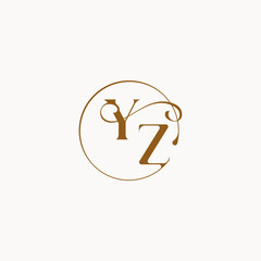 YZ letter luxurius feeling with flow circle fows wedding logo monogram elegant style