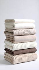 A neat stack of cream and brown towels