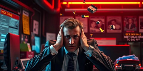 Fototapeta premium Business sabotage, frustrated attempt to halt progress, career, growth