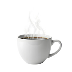 3d cup of coffee with rising steam on transparent background