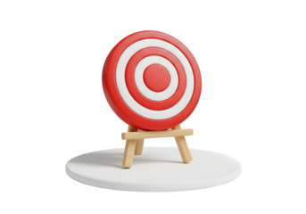 3d red and white target on stand art isolated on transparent background