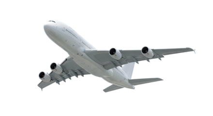 3d large airplane taking off upwards isolated on transparent background