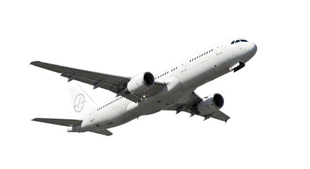 Obraz premium 3d white plane flying in the sky isolated on transparent background