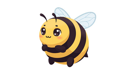 Obraz premium Cute Kawaii Cartoon Bumblebee Illustration on White Background