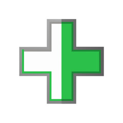 Obraz premium Green Plus Symbol with Silver Frame on Transparent Background