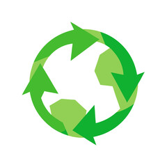 Obraz premium Green Recycle Arrows Encircling Globe on Transparent Background