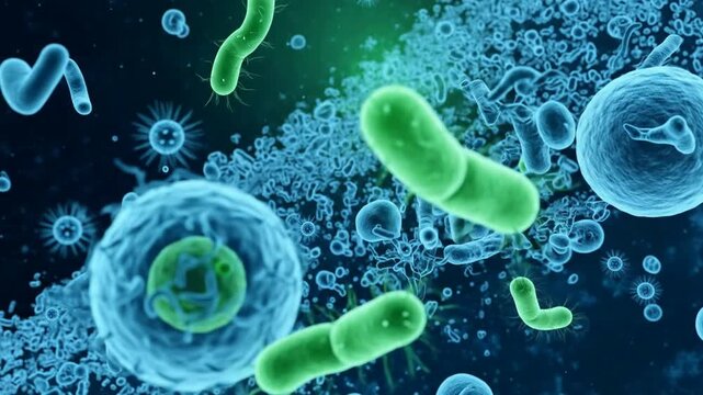 Microscopic Bacteria and Cells Animation for Scientific Medical Visualization