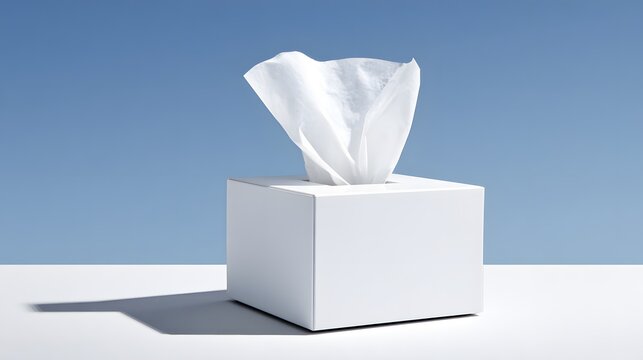 White tissue box with tissues.