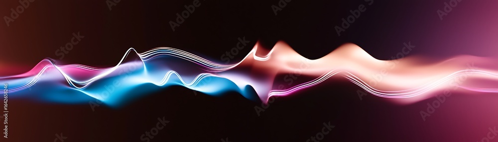 Poster colorful abstract wave patterns with smooth gradients and light effects for modern design projects