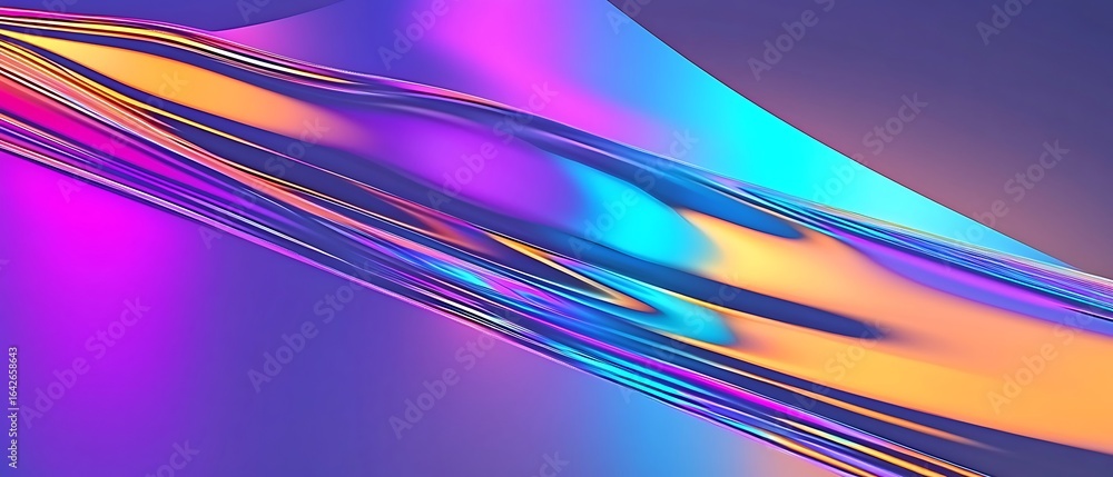 Poster vibrant abstract waves in electric colors with smooth gradients and dynamic motion effects for moder