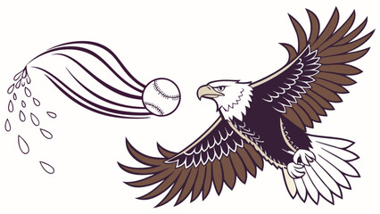 Eagle baseball team mascot logo design illustration with ball and motion trails for sports team