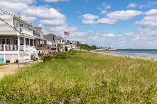 Beach View landscape American Flag 