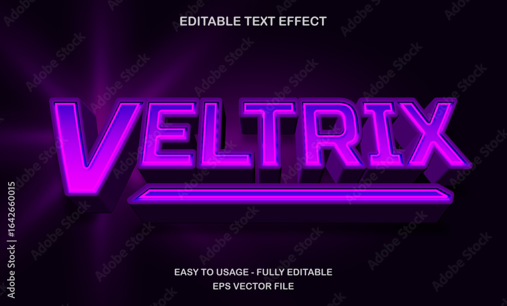 Poster editable retro 3d purple text effect with shiny metallic style for logo and title design
