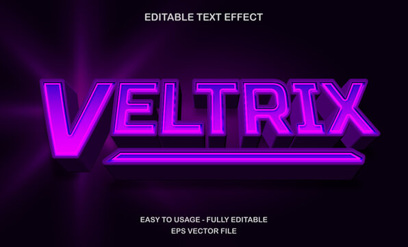 Editable retro 3d purple text effect with shiny metallic style for logo and title design