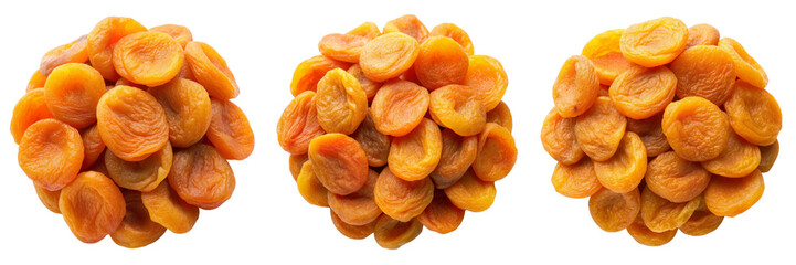 Three Clusters of Dried Apricots Isolated on Transparent Background, Dried Fruit, Food Photography, apricot, dried fruit, food