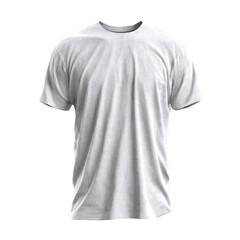 3D plain white t-shirt mockup front view, isolated on transparent background