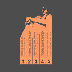 Unhappy woman sitting and hug her knee, thinking about problems. Suffering from break up. Five features or option to select. Infographic for psychological and mental health information visualization.
