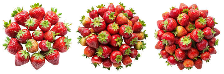 Three Strawberry Clusters, Isolated on Transparent Background, Fruit, Food, Graphic, strawberry, berries, design
