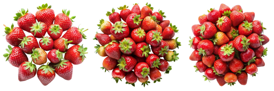 Three Strawberry Clusters, Isolated on Transparent Background, Fruit, Food, Graphic, strawberry, berries, design