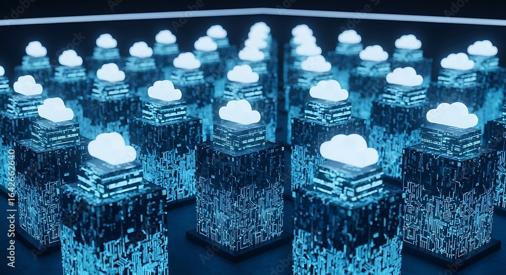 Aufkleber a network of cloud computing servers, representing data storage and connectivity