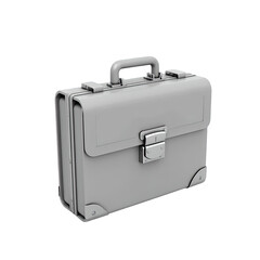 Gray briefcase isolated on black background.