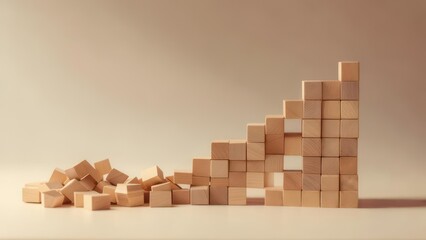 Obraz premium Wooden blocks forming a staircase