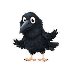 Fototapeta premium Cartoon raven with a spooky design on a transparent background for Halloween.