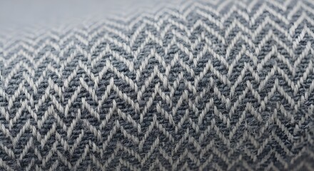 Close up of gray and white herringbone weave fabric texture for background design use