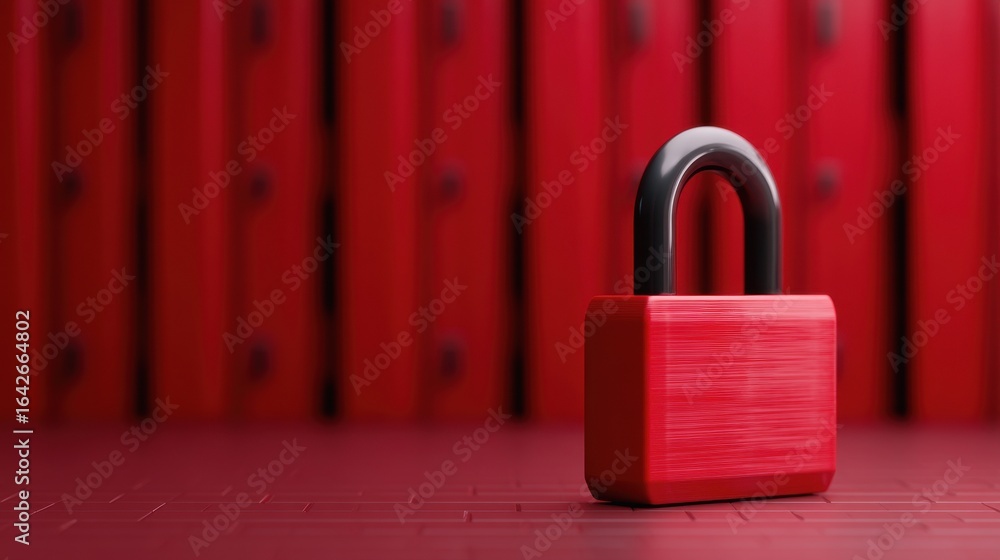 Poster anonymous browsing cybersecurity concept. red padlock standing prominently against a red background.