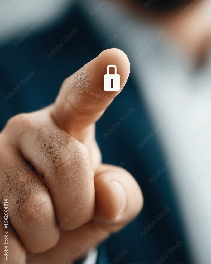 Poster anonymous browsing cybersecurity concept. finger pointing at a digital lock symbol, symbolizing secu