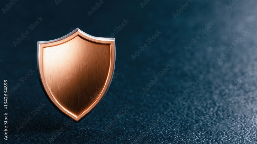 Poster anonymous browsing cybersecurity concept. metallic shield emblem on a textured dark background.