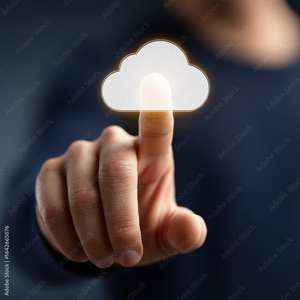 Poster anonymous browsing cybersecurity concept. interactive hand reaching for a virtual cloud icon.