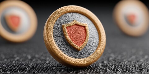 anonymous browsing cybersecurity concept. Shield emblem on a textured surface, symbolizing security and protection.