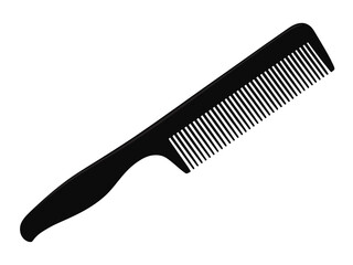 Black plastic hair comb isolated on white background