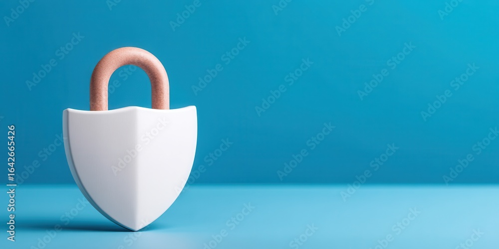 Poster anonymous browsing cybersecurity concept. modern lock symbolizing security on a blue background.