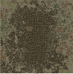 Obraz premium Grunge camouflage abstract background with earthy tones and organic splatter texture for military design and survival theme visuals
