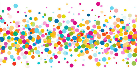 Fototapeta premium abstract background of colorful flat dots scattered randomly, isolated on white background, simple clean design, vector style, no shadows