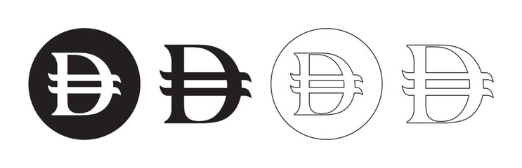 Dirham Symbol Vector Icon. Currency Sign for Finance, Banking, Forex Trading, Payment Systems, and Monetary Design in Black and Outline Styles